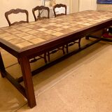 Antique solid oak table and tiled top