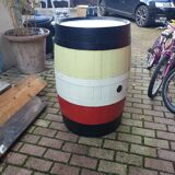 Painted wooden wine barrel