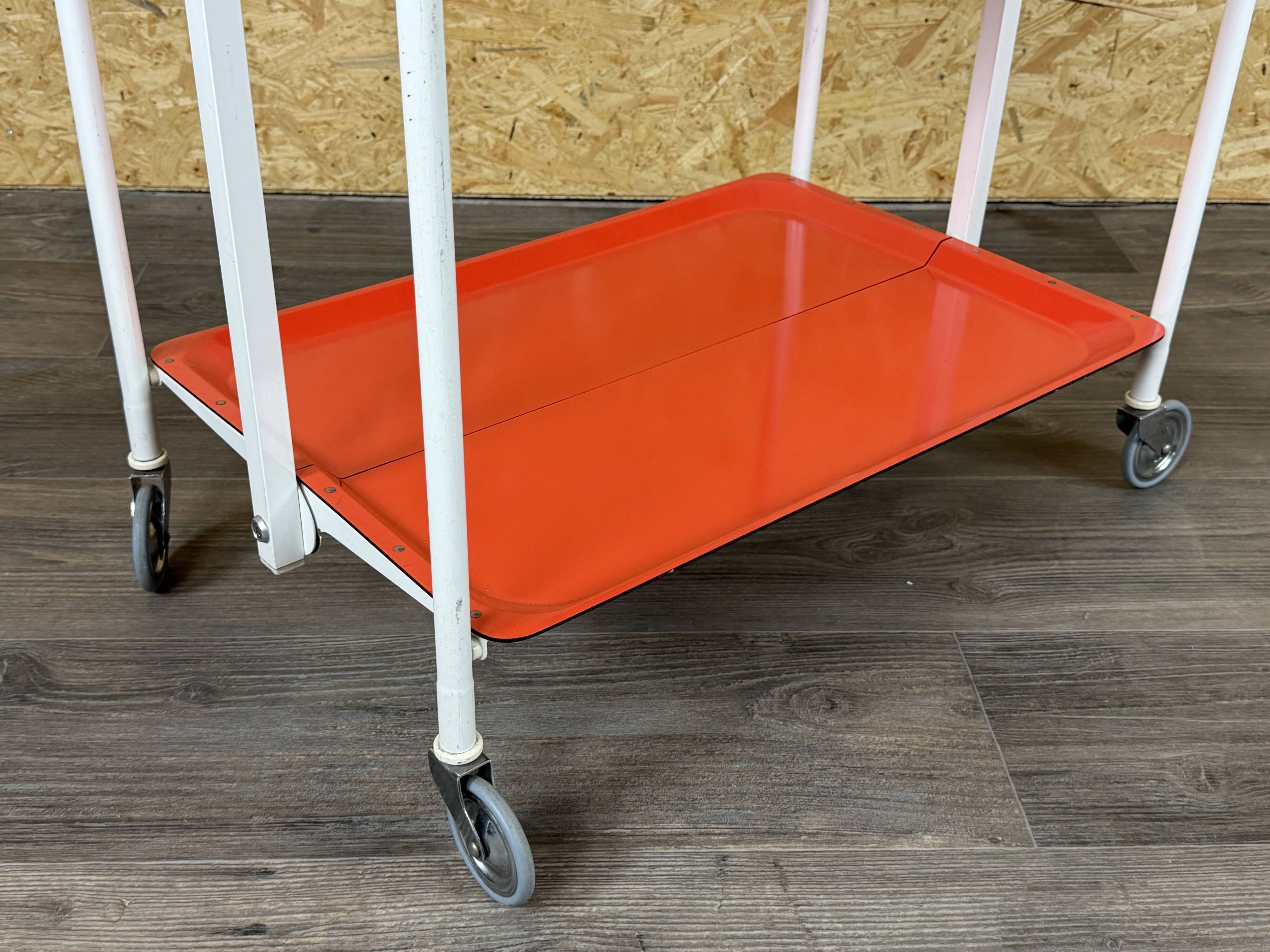 Chariot de service Table d'appoint Design orange Space Age Années 1960 Années 1970