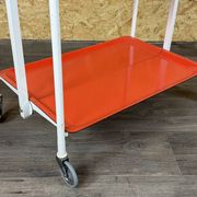 1960s 1970s Serving Cart Dinette Side Table Orange Space Age Design