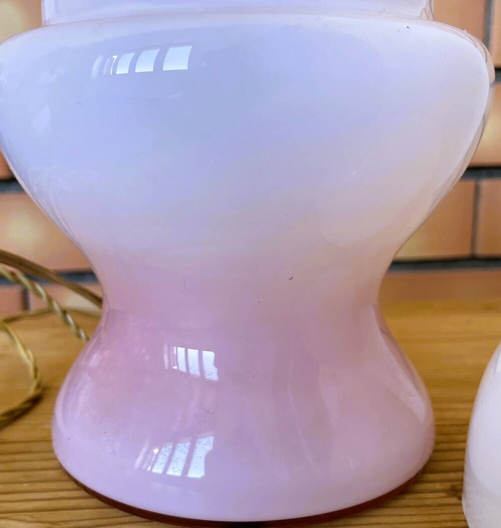 Space Age pink opaline glass table lamp