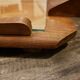 Vintage rectangular wooden serving top with glass plate