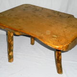 Brutalist table in solid chêne of the 70s
