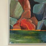 Original Swedish abstract oil painting on canvas "Abstract Rocks"