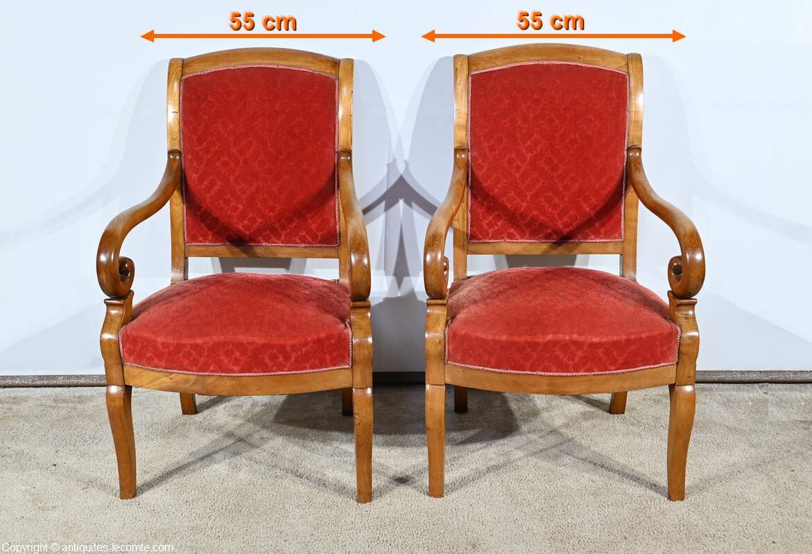 Pair of Cherry Wood Armchairs, Louis Philippe Period – 1st Part 19th