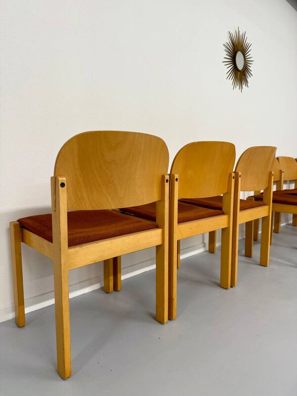 Lot 8 anciennes chaises bois  design scandinave des années 80 vintage
