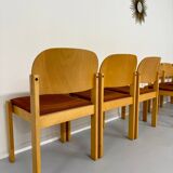 Lot of 8 old Scandinavian design wooden chairs from the 80s vintage