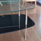 table basse cocktail 1960 deux plateaux pieds laiton