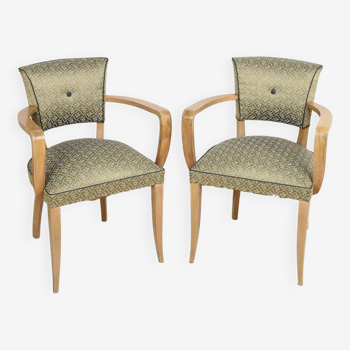 Pair of upholstered bridge armchairs.
