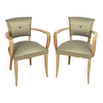 Pair of upholstered bridge armchairs.