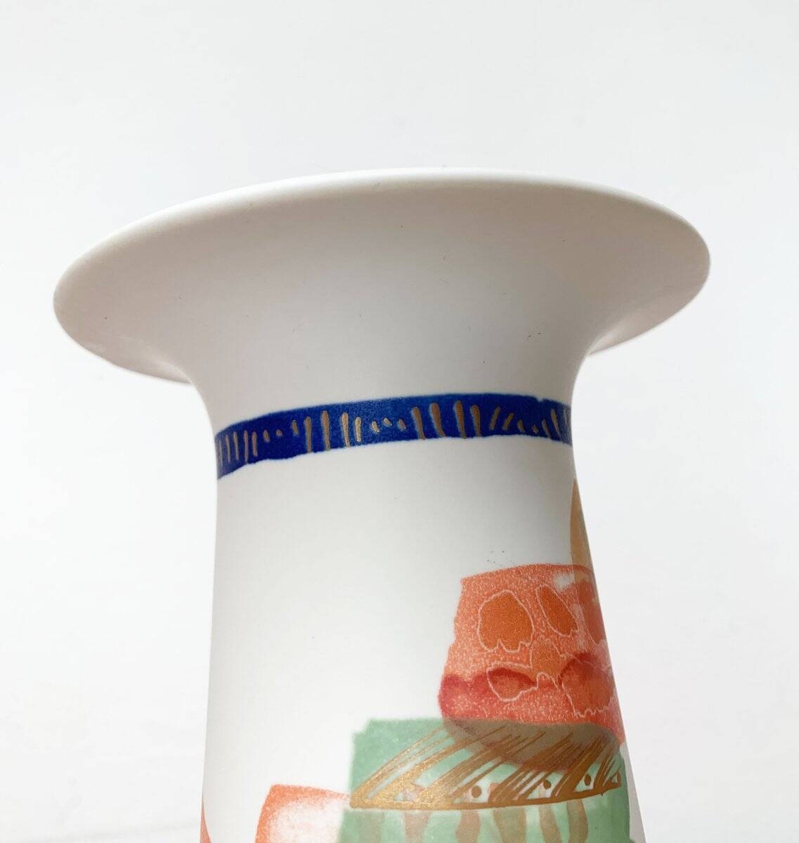 Vintage German ceramic vase Postmodern Alta Mira series by Gilbert Portanier for Rosenthal, 1980s.