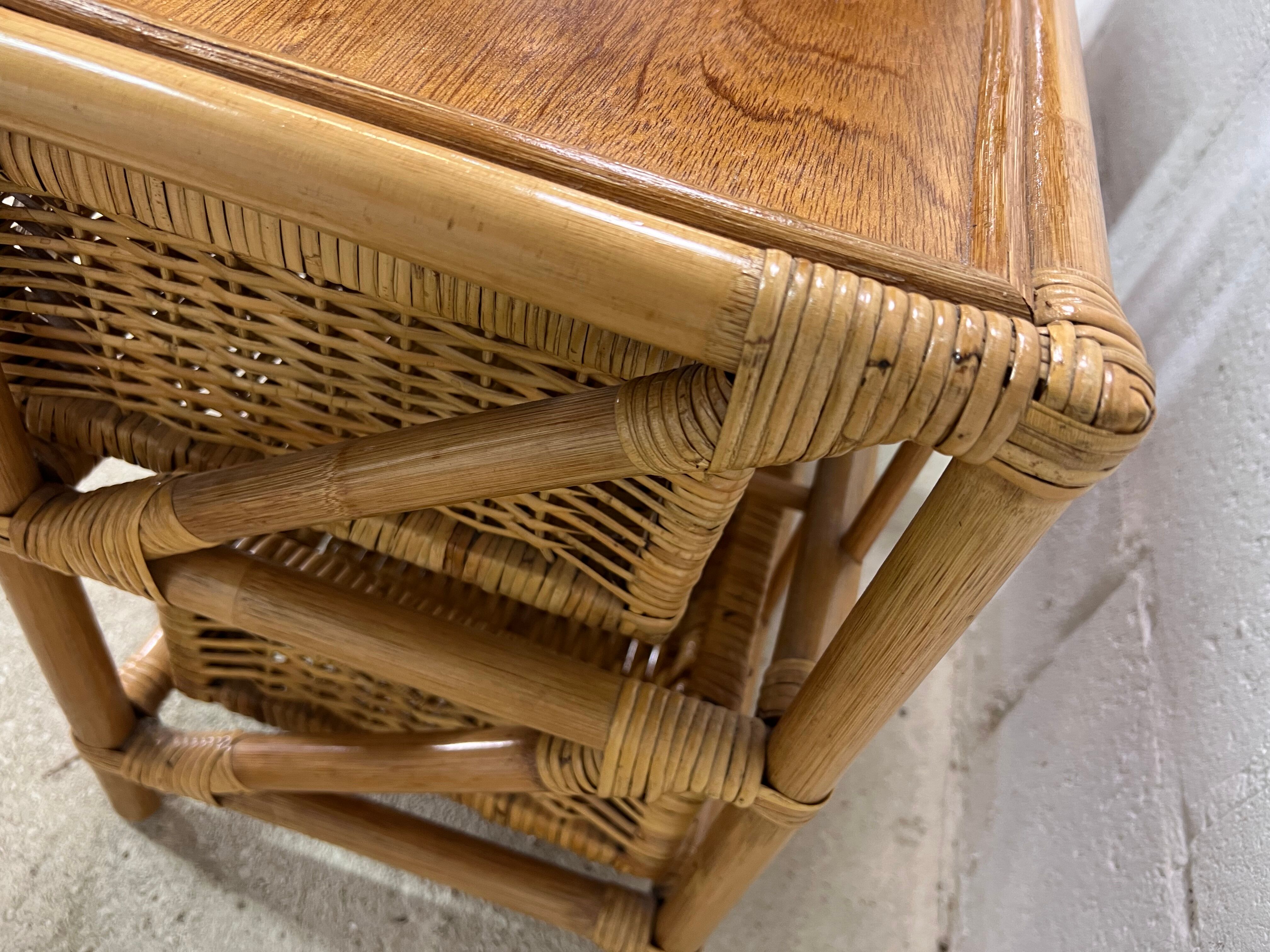 Set of 2 vintage wicker dressers / bedside tables