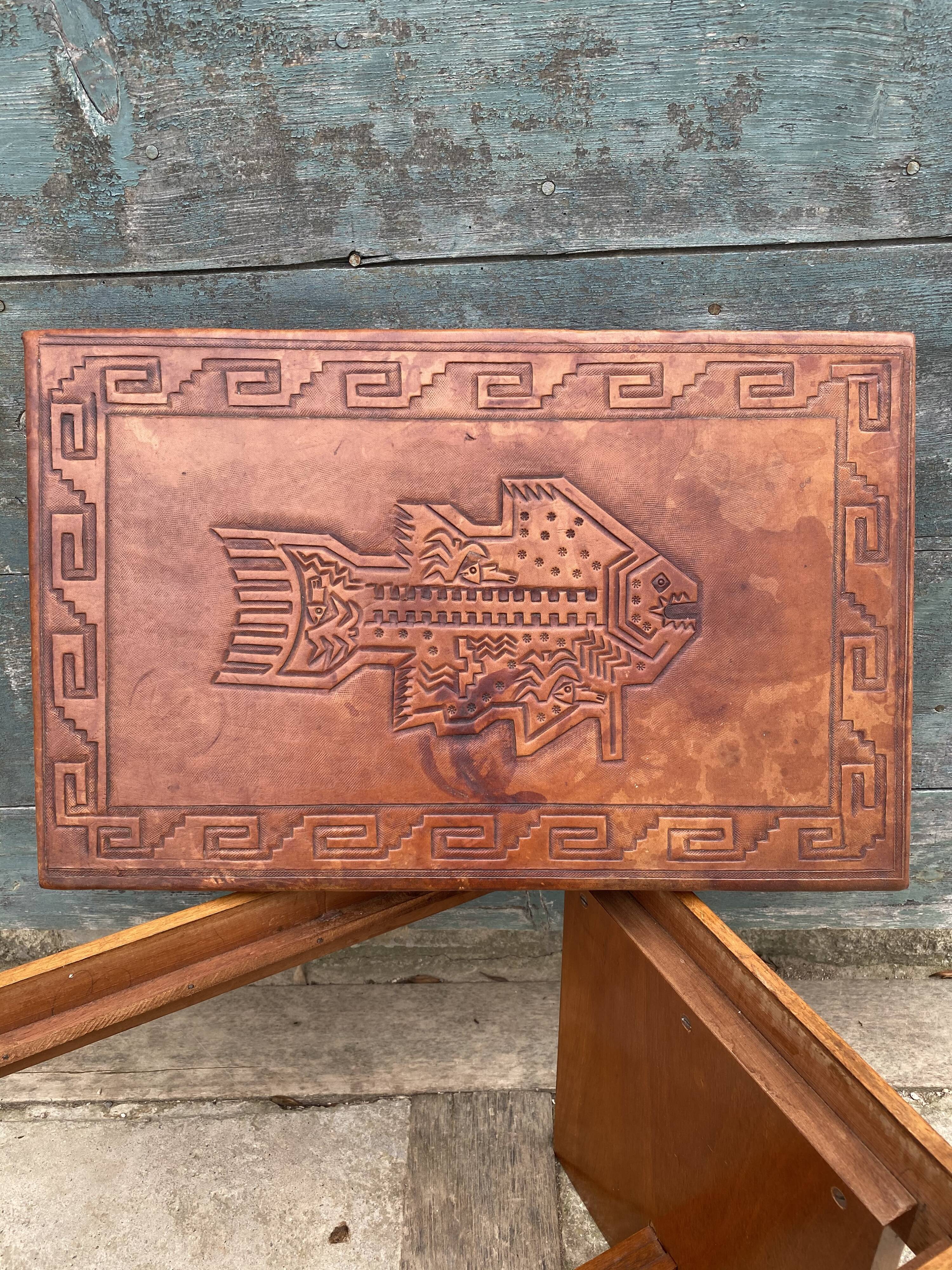 1960 Angel Pazmino leather bedside table