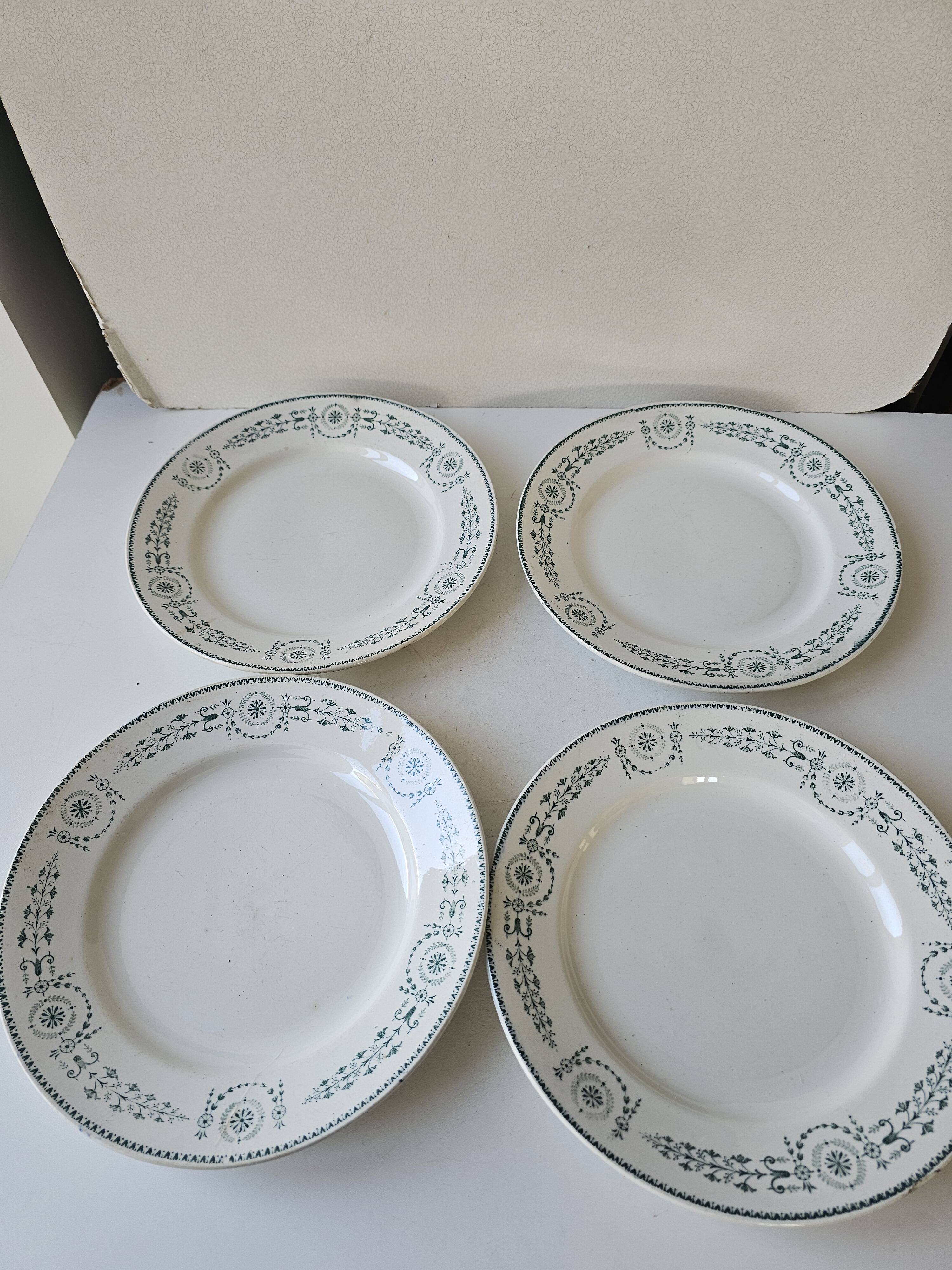 Set of 8 plates, 2 dishes, 2 compotiers - KG Lunéville Laetitia decoration