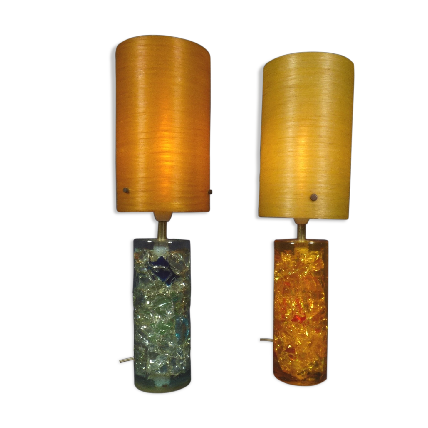 Pair of Prova fractal resin lamps, 1960