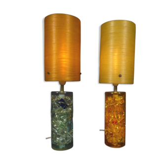 Pair of Prova fractal resin lamps, 1960