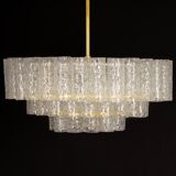 Lustre à tubes en verre glace Murano par Doria, Allemagne, années 1960