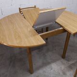 Danish ensemble transformable table 114 cm / 154 + 4 modernist chairs from the 1970s