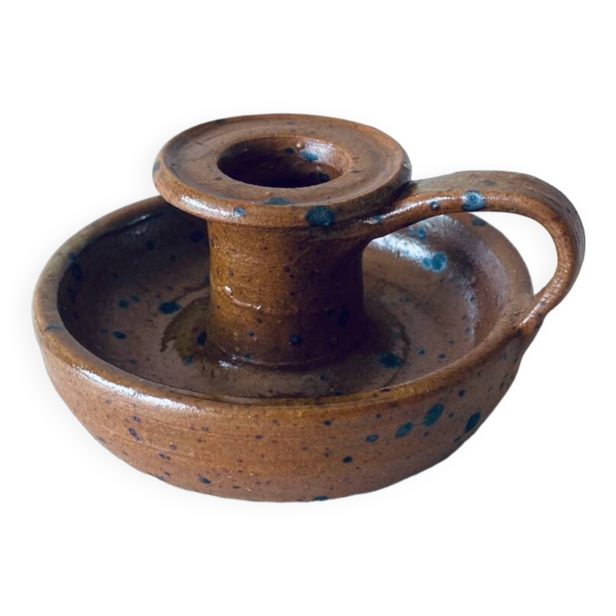 Signed sandstone candle holder