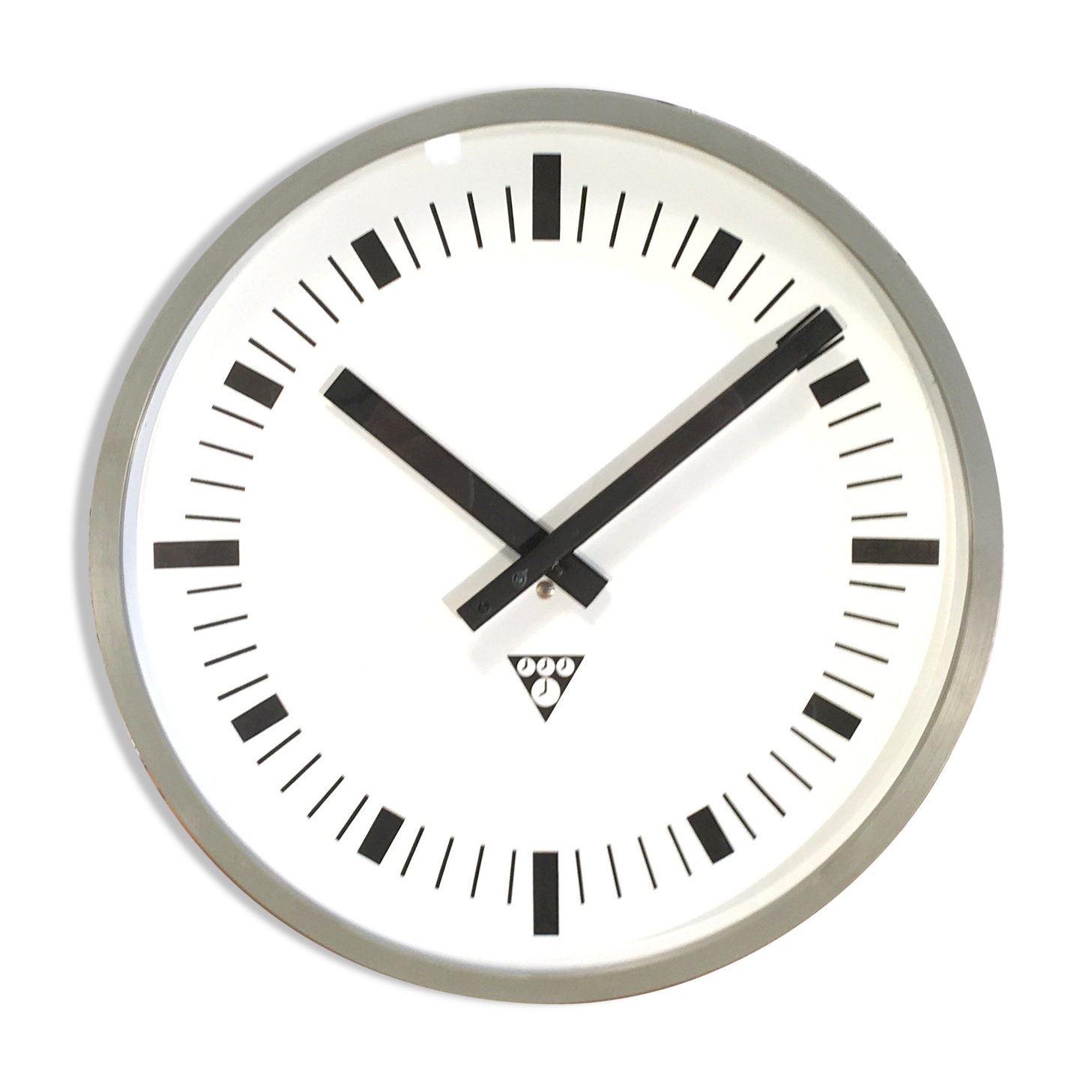 Dark Grey Industrial Bakelite Wall Clock From Pragotron, 1970s