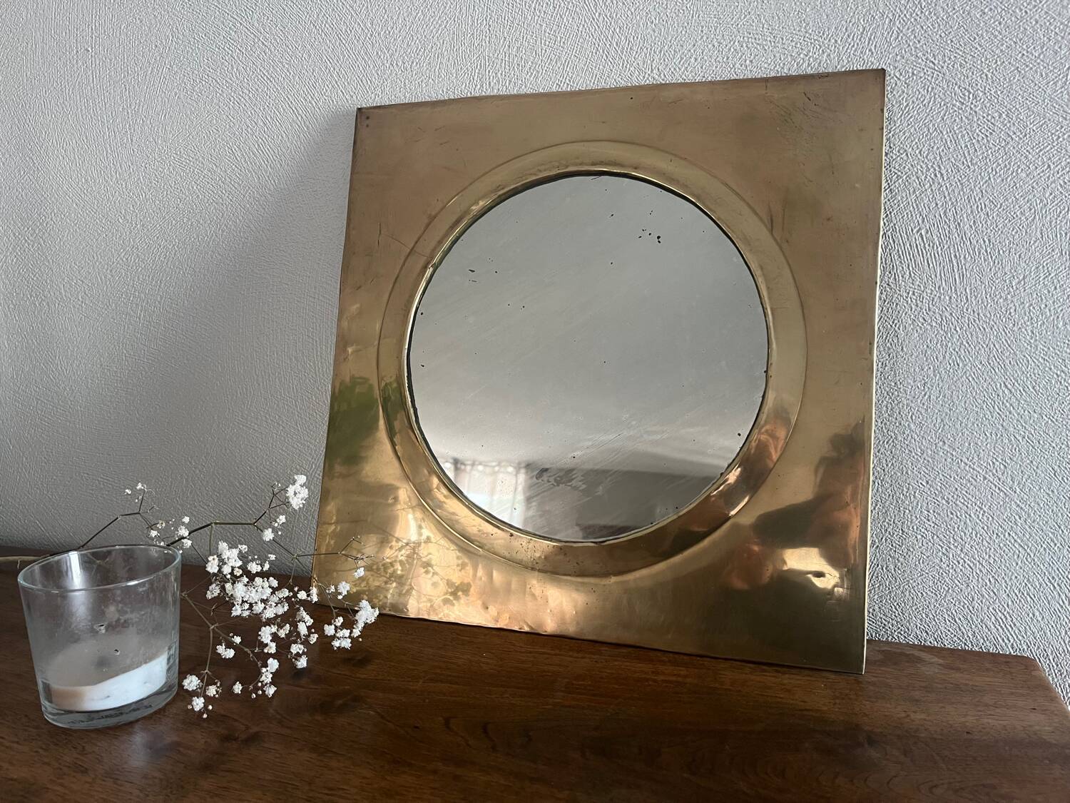 Square brass mirror
