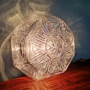 Vintage textured glass ceiling light, geometric patterns, Wila, 1970.