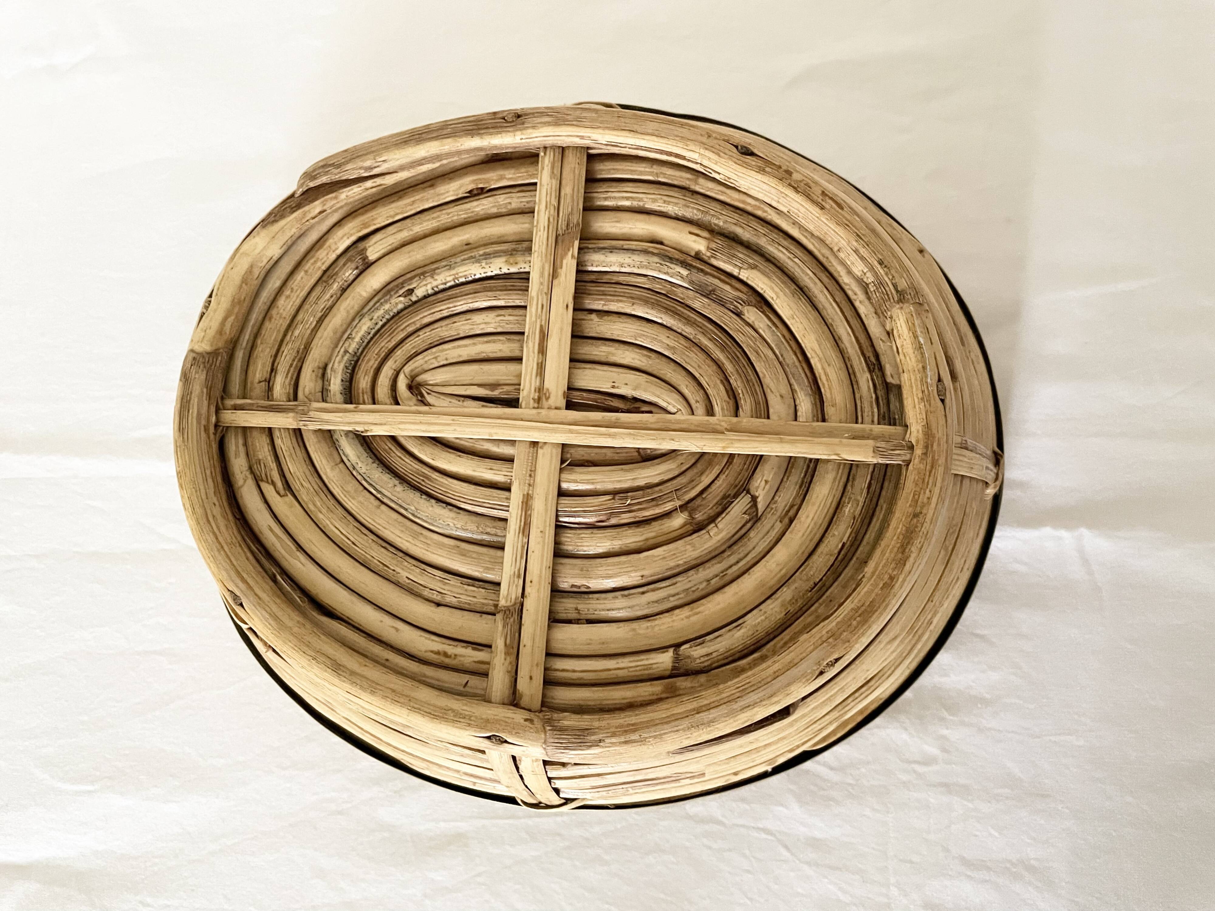 Rattan and gilded brass basket