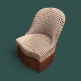 Fauteuil crapaud vintage en velours chocolat