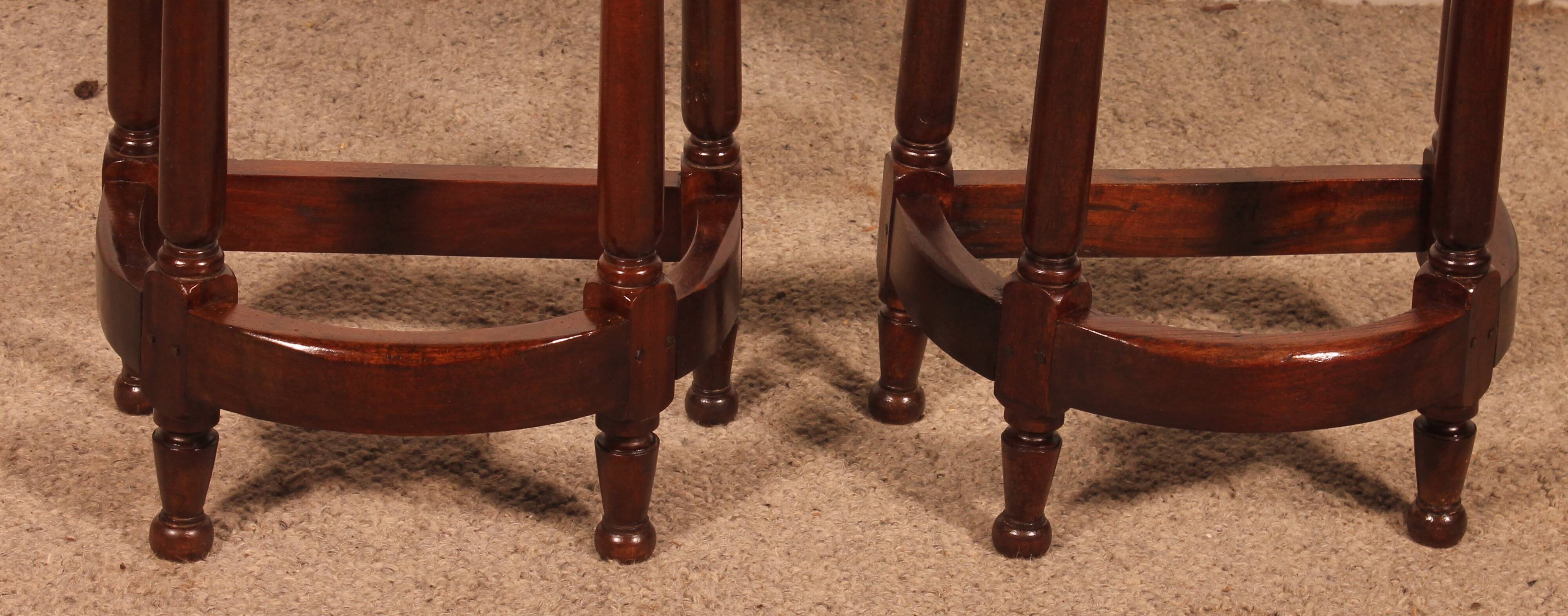 Pair Of Louis XIII Style Walnut Bedside Tables Or End Tables