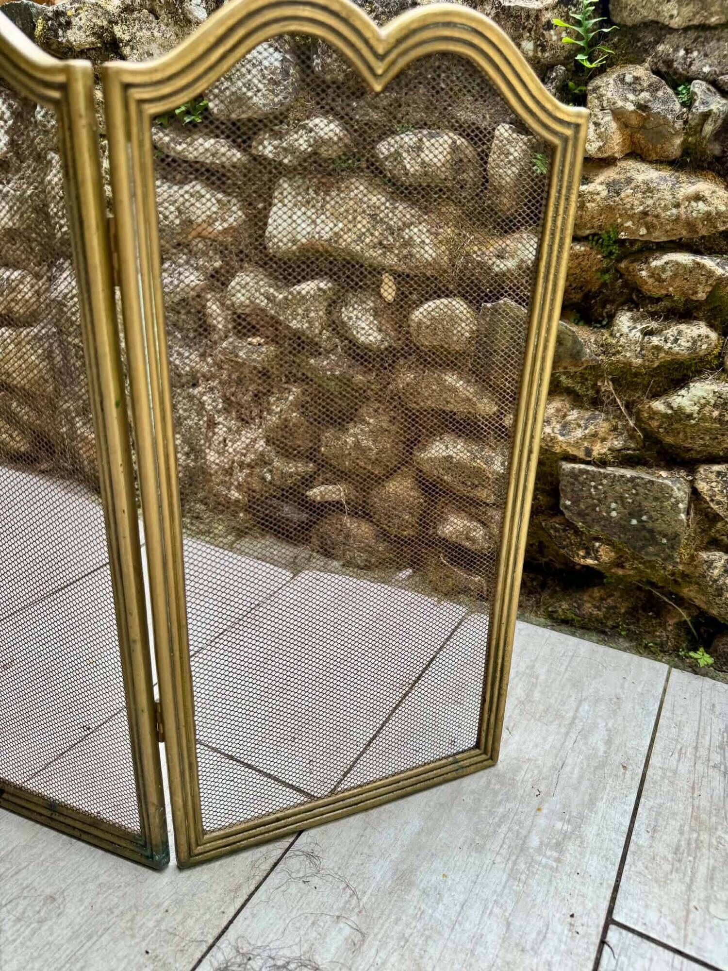 Vintage brass fireplace screen