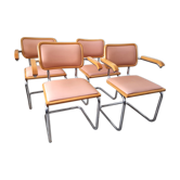 Suite of 4 armchairs by Marcel Breuer 1980 skaï