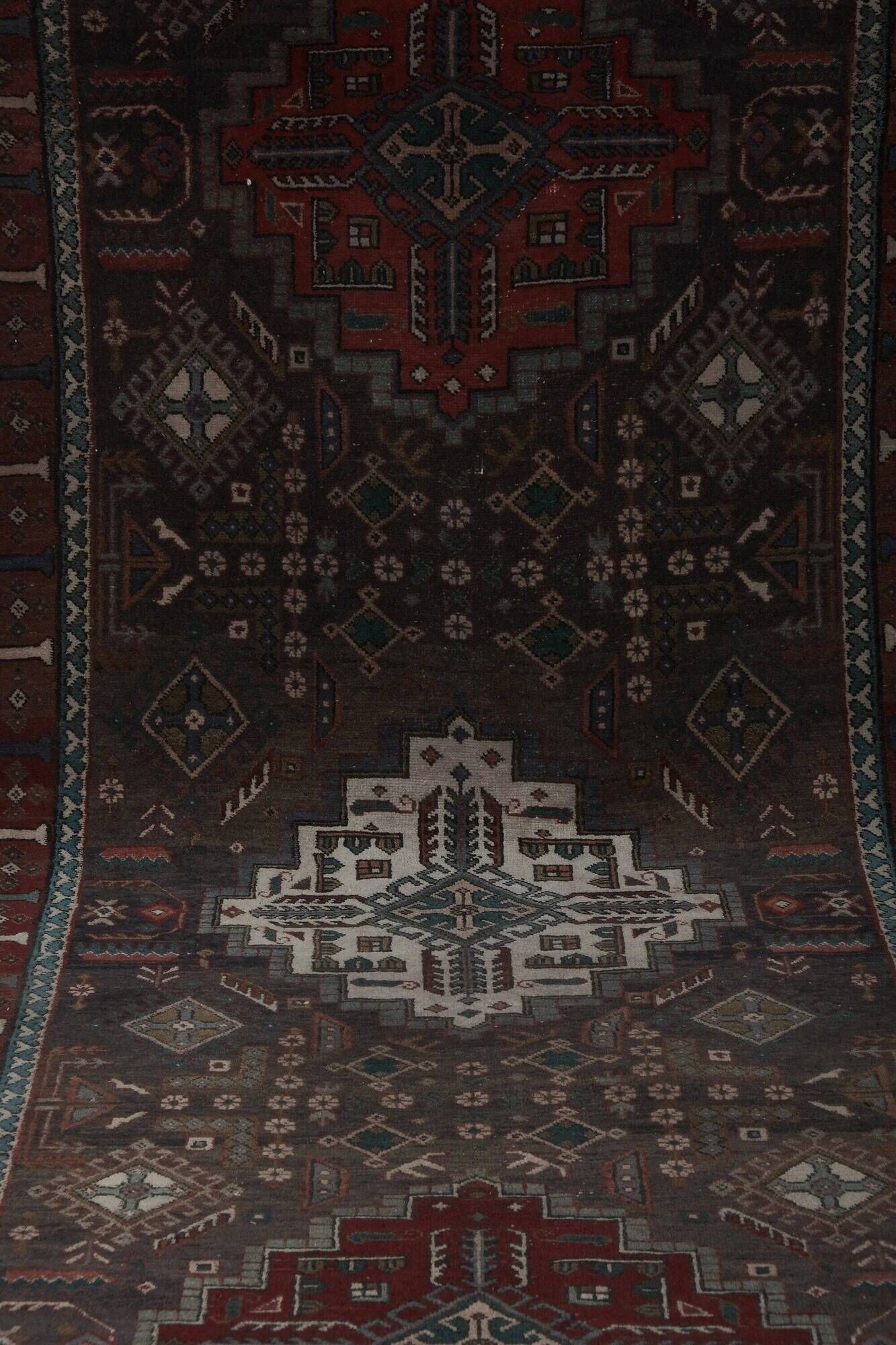 Vintage Turkish hallway rug 112x450 cm