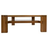 Mid-Century Modern Coffee Table by Guiseppe Rivadossi, Wood and Glass, Italy, 1970s