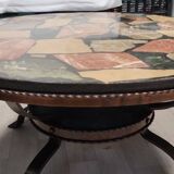 Round coffee table in wrought iron and marble
