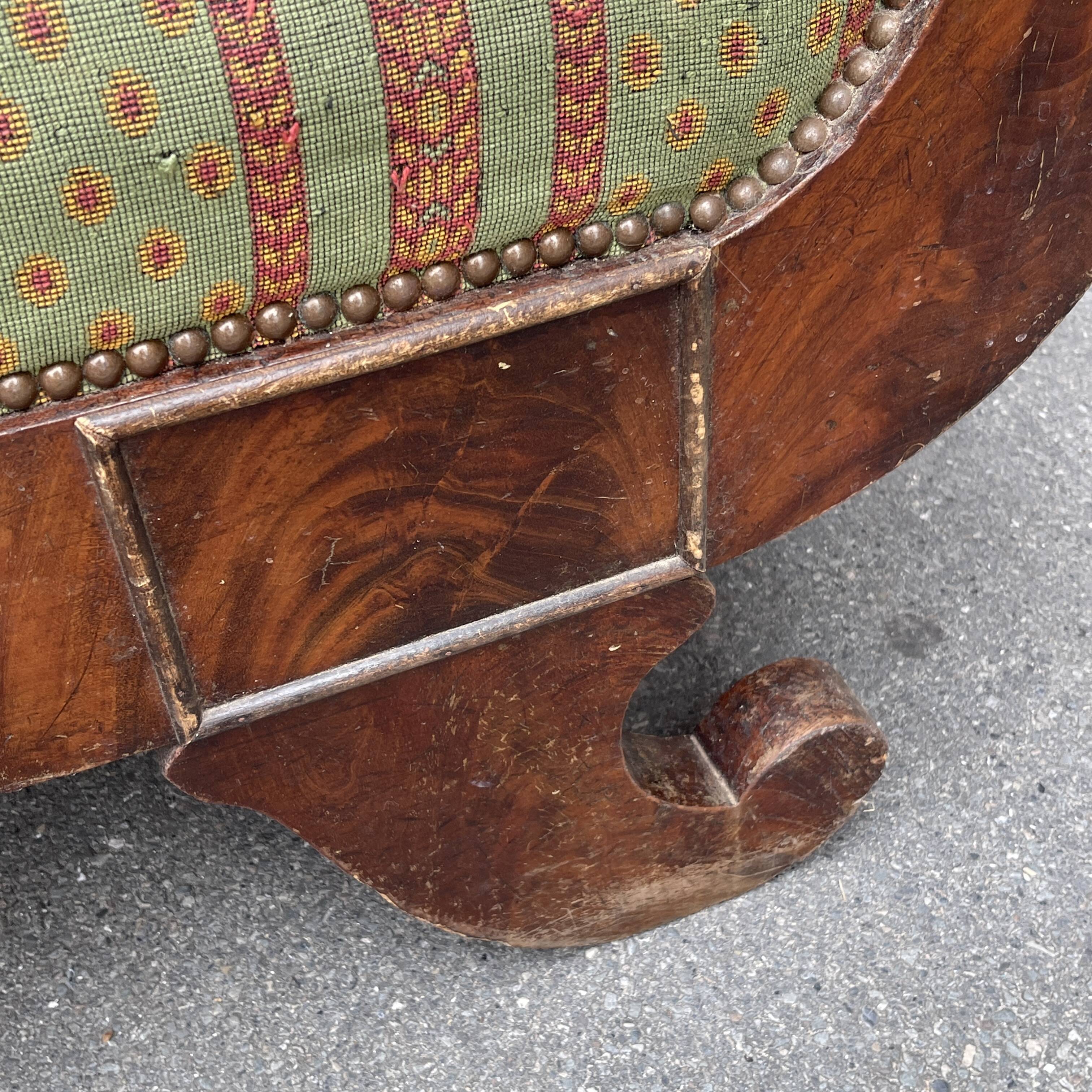 Antique Charles X style 'Gondola' type sofa to be restored, 19th century