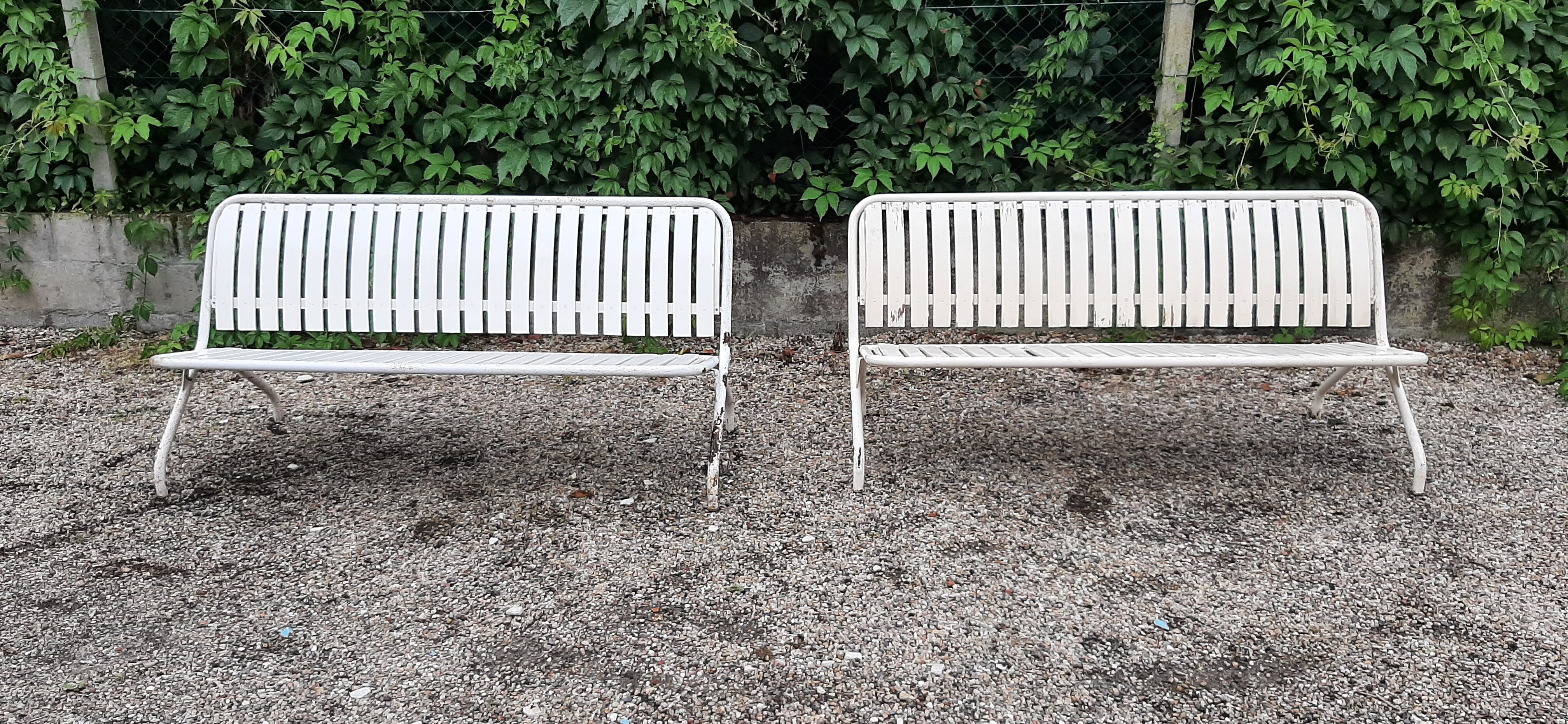 Metal and wood outdoor bench