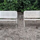 Metal and wood outdoor bench