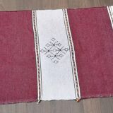 Tapis berbère marocain Fait main en coton bordeaux et gris