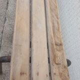 Wooden and vintage metal school bench