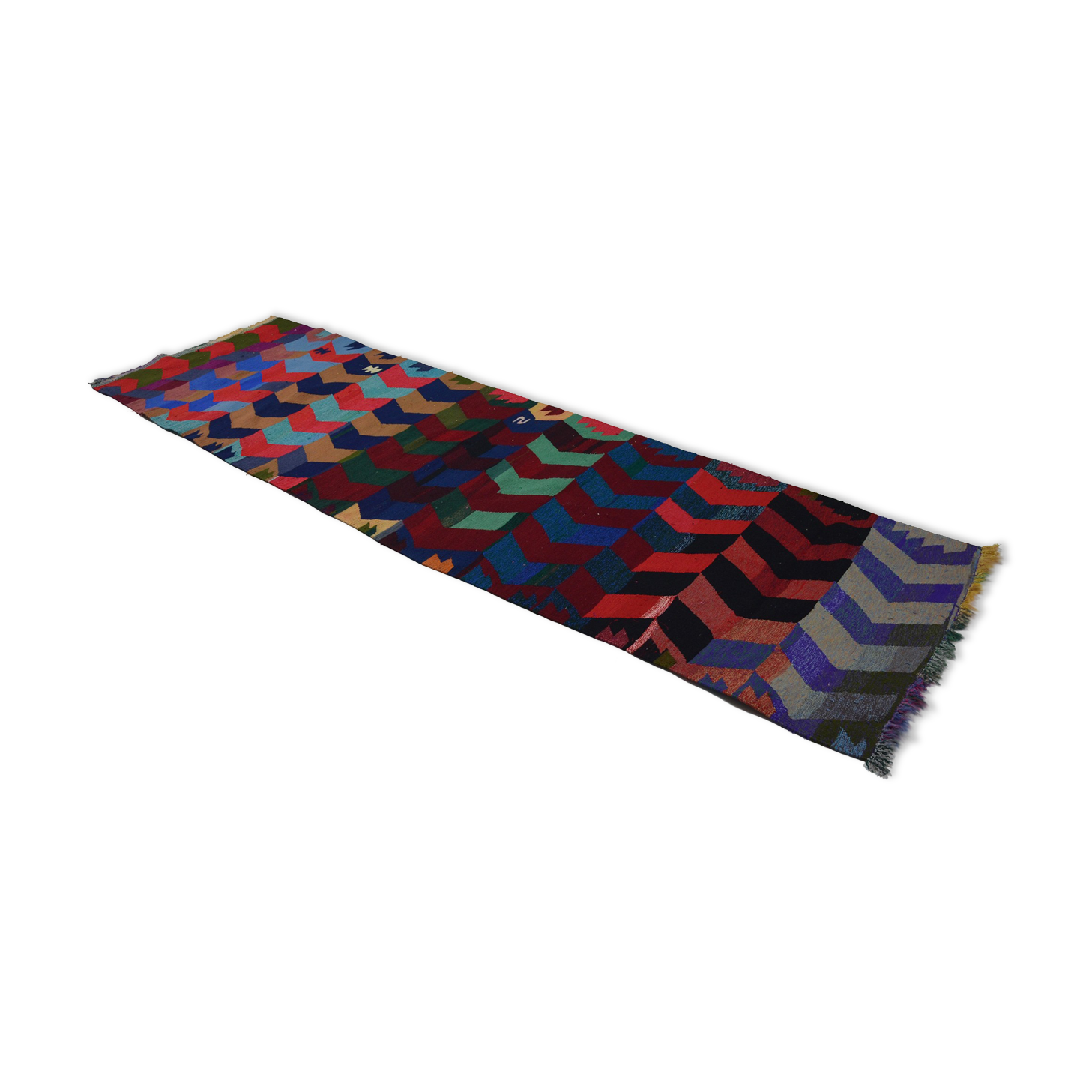 Anatolian handmade kilim rug 340 cm x 110 cm