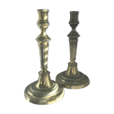 Paire de bougeoirs en bronze et laiton 18ème siècle époque Louis XVI