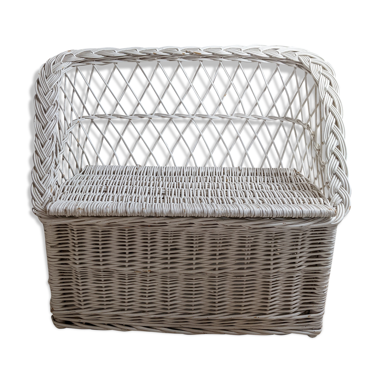 Bench storage chest vintage children's armchair in wicker rattan