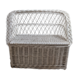 Banquette coffre de rangement fauteuil vintage enfant en rotin osier