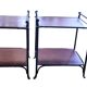 Paire de tables de chevet en fer forgé et bois
