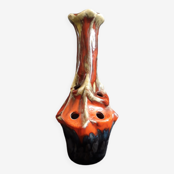 Vintage vase 1970 flamed ceramic
