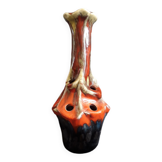 Vintage vase 1970 flamed ceramic