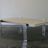 70s Marble and Chrome Coffee Table