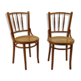 Set of 2 Romanian Cane and Birch Bentwood Chairs, 1960s