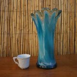 Blown glass vase in flower shape