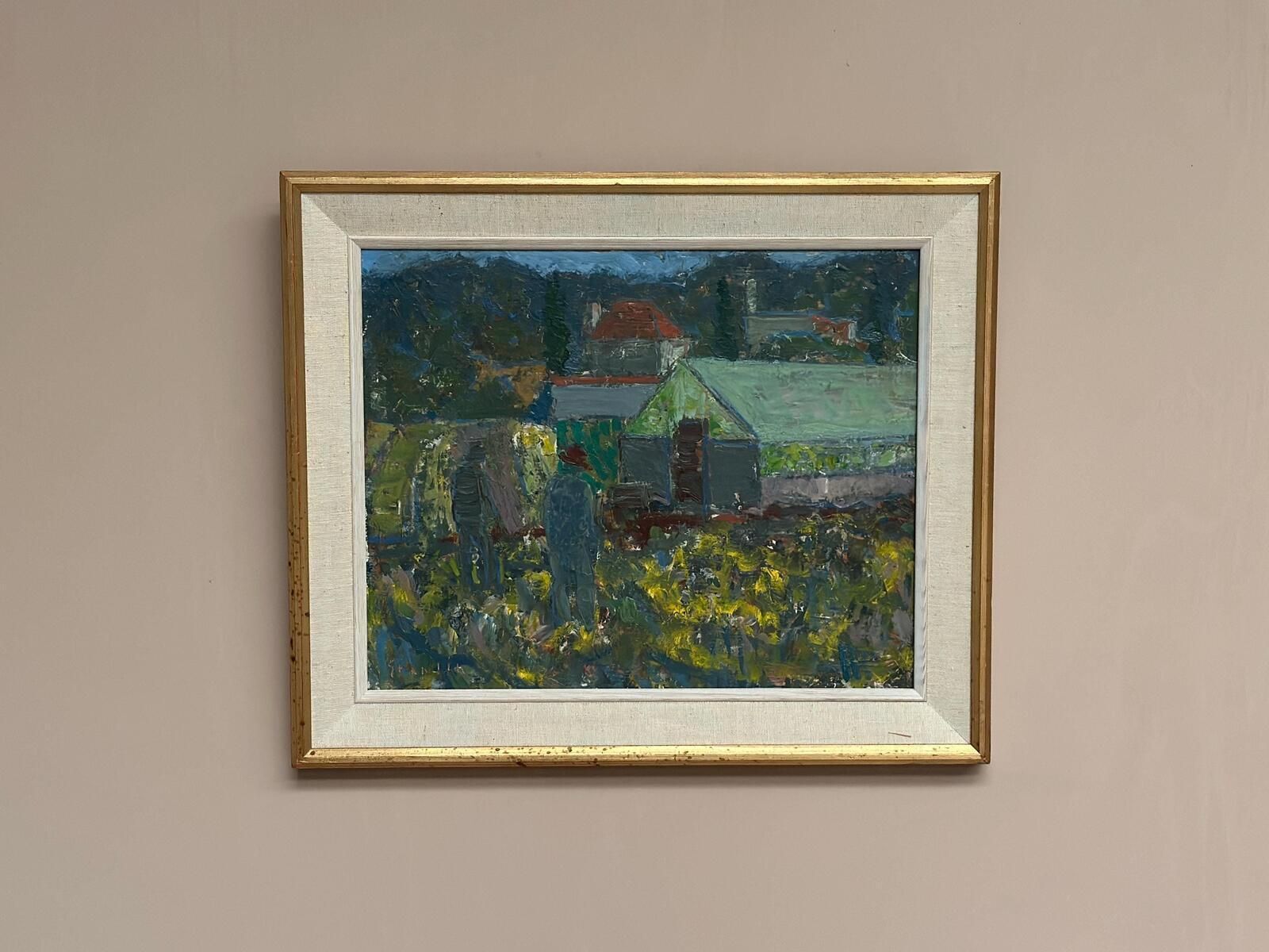 Original Swedish Oil on Panel – “Farm” by Svän Grandin – Signed – Vintage